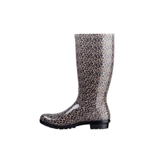 UGG Leopard Print Tall‎ Rain Boots Size 8 - Picture 1 of 4